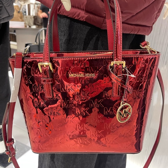 MICHAEL KORS Jet Set Extra-Sm Metallic Logo Debossed Convertible TZ Tote
Cherry - Picture 16 of 16